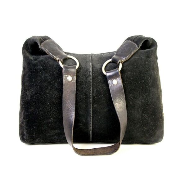 ROOMY ELLINGTON BLACK SOFT GENUINE LEATHER SUEDE SHOULDER BAG HANDBAG HOBO TOTE - Picture 5 of 10